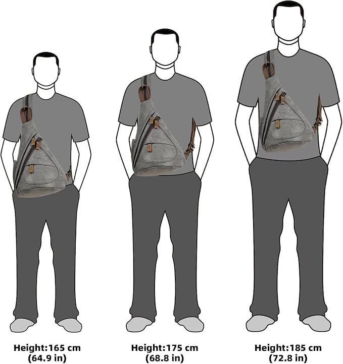 KL928 PU Leather Sling Bag - Small Crossbody Backpack Shoulder Casual Daypack Rucksack for Men Women Outdoor Cycling Hiking Travel (6881-PU-D.Grey)