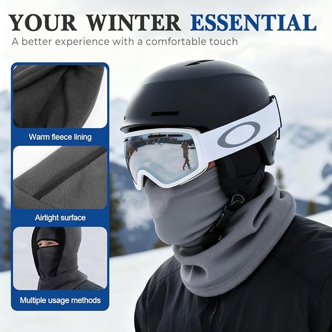 Outdoor Winter Warm Hat Neckband Integrated Cycling Mask, Winter Balaclava Ski Mask, Windproof Fleece Face Cover