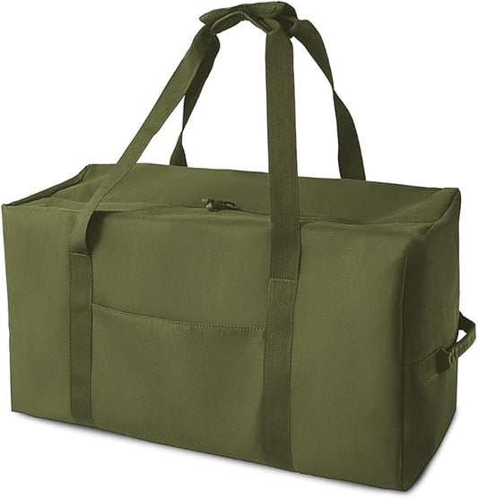 Large Military Duffle Bag Tactical Gear Load Out Bag Camping Storage Utility Tote Deployment Cargo Bag Travel Sports Equipment Duffel Luggage Bag with (Army Green, Medium 25.59"x11.81"x13.78")
