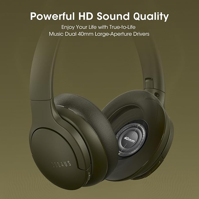 DOQAUS Upgrade Bluetooth Headphones Over Ear, 90H Playtime BT 5.3 Wireless Headphone EQ Modes, Built-in HD Mic, HiFi Stereo Sound, Deep Bass, Memory Foam Cups for Phone/PC&Travel/Gym/Workout