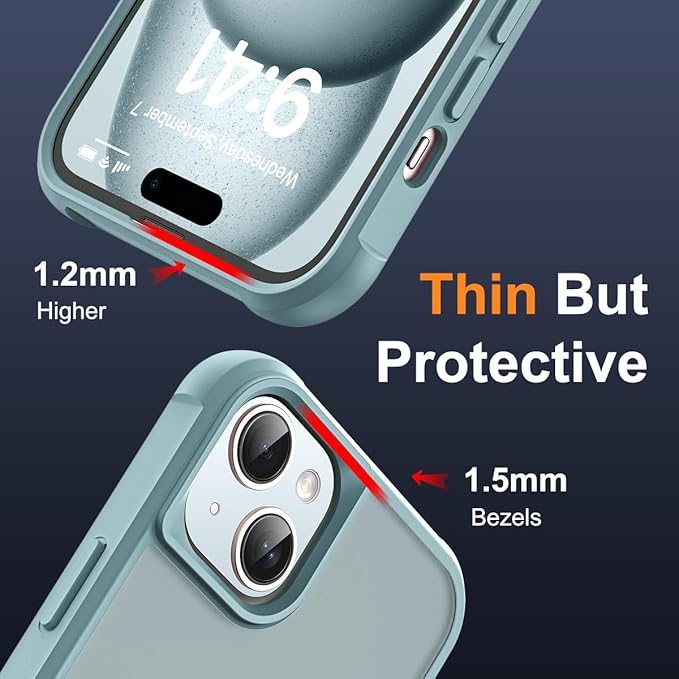 Compatible with iPhone 15 Plus Case with Invisible Magnetic O-Ring Stand Military-Grade Translucent Case for iPhone 15 Plus 6.7" [Compatible with Mag-Safe][Great Grip Feeling], Blue