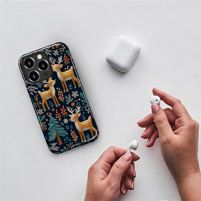 Case for iPhone 12 12 Pro Case,Cute Christmas Reindeer Design - Hybrid Dual Protection Silicone + Hard PC Shockproof Full Body Cover Slim Anti-Scratch Protective Case for Men Women