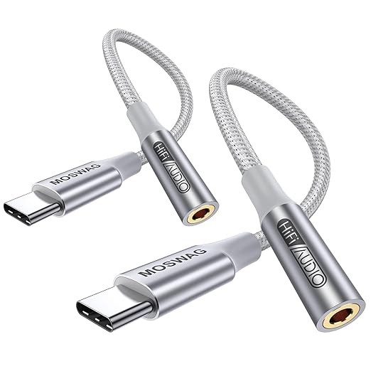 MOSWAG USB Type C to 3.5mm Headphone Jack Adapter, Audio Adapter USB C to Aux Dongle Cable Cord for Samsung Galaxy S23 S22 S21 S20 Ultra S20+ Note 20 10 S10 S9 Plus,Pixel 7 6 5 4 and More
