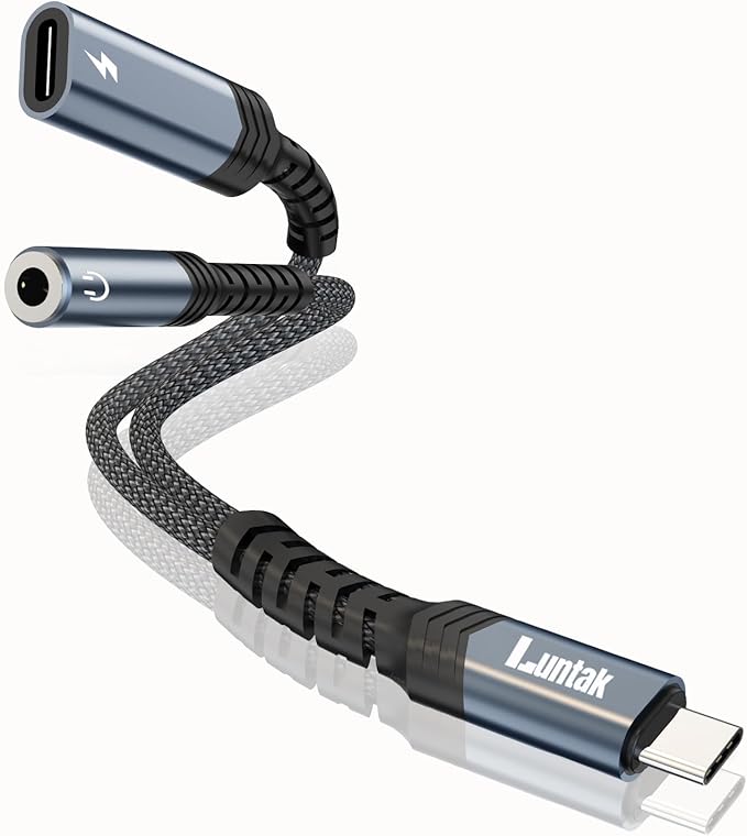 USB C to Headphone Jack Adapter and Charger,2 in 1 USB C to 3.5mm Audio Adapter with PD 60W Fast Charging Dongle Cable Cord for iPhone16/15 Pro Max,Samsung GalaxyS25-S21,Google Pixel8/7,iPad Pro