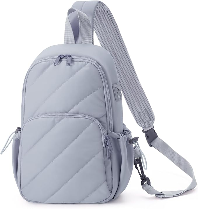 Wandering Nature Sling Bag for Women Lightweight Quilted Crossbody Bag Fits for 11" Tablet with Breathable Back Panel Anti Theft Pocket Padded Strap USB Charge Port, Ideal for Travel, Daily Use