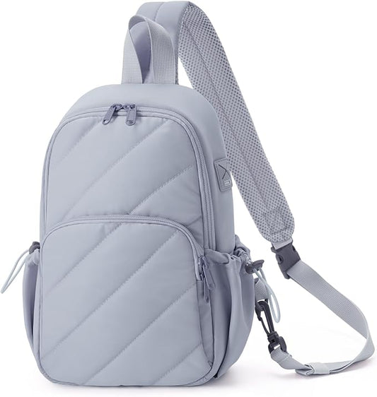 Wandering Nature Sling Bag for Women Lightweight Quilted Crossbody Bag Fits for 11" Tablet with Breathable Back Panel Anti Theft Pocket Padded Strap USB Charge Port, Ideal for Travel, Daily Use