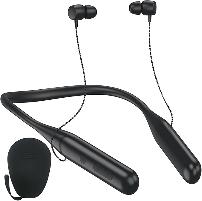 ZXQ Neckband Bluetooth Headphones,100 Hours Long Playtime Wireless Earphone, Around The Neck Wireless Earbuds,Waterproof Sweatproof for Sport Over Neck Magnetic Ear Buds Headset(Black)