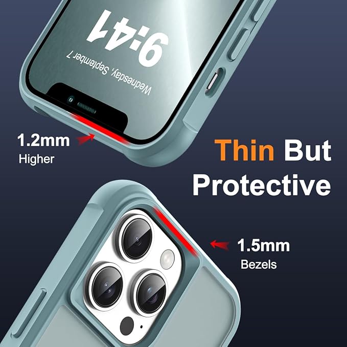 Compatible with iPhone 13 Pro Case with Invisible Magnetic O-Ring Stand Military-Grade Translucent Case for iPhone 13 Pro 6.1" [Compatible with Mag-Safe][Great Grip Feeling], Blue