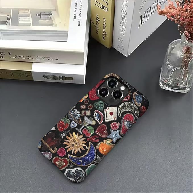 Generic Case Compatible with iPhone 14 Pro,Moon and Stars Vintage Phone Case for Girl Women,Durable Protection Case