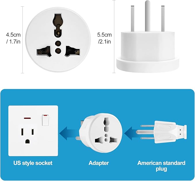 UK to US Plug Adapter, Type B International Power Adaptor Compatible with Plugs from Europe, India and Other Countries 3-Packs