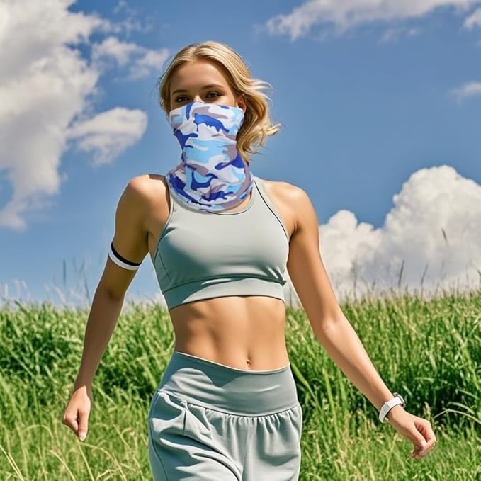 8 Pack Neck Gaiter Balaclava Gator Bandana Face Mask Cooling UV Protection Face Cover Neck Scarf for Men Women