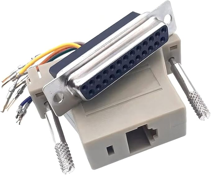 10PCS DB25 Female to RJ45 Modular Adapter, 25 Pin Serial Port to RJ45 Female Ethernet LAN Extend Modular Converter