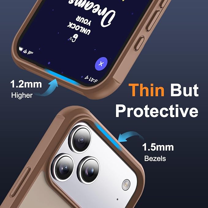 Compatible with iPhone 17 Pro Max Case with Invisible Magnetic O-Ring Stand Military-Grade Translucent Case for iPhone 17 ProMax 6.9" [Compatible with Mag-Safe][Great Grip Feeling],Desert Brown
