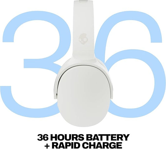 Skullcandy Hesh Evo Wireless Headphones with Charging Cable, 36 Hr Battery, Microphone, Works with iPhone Android and Bluetooth Devices - Bone