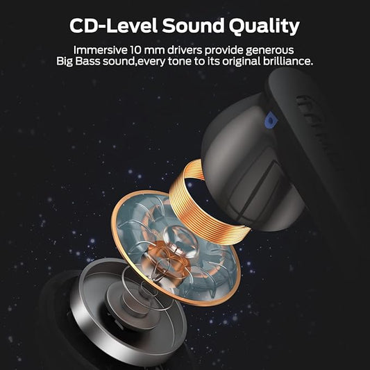 Monster N-Lite Clear Talk Wireless Earbuds Bluetooth 5.3 Headphones with CVC 8.0 Noise Reduction, IPX8 Waterproof in-Ear Stereo Earphones 60H Playtime, Bluetooth Earbuds with Fast Charging for Sport