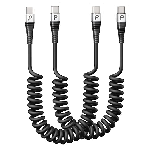 USB C Cable 3A Fast Charging 5FT Coiled USBC to USBC Charger Cable for Car, Short USB Type C Cord for iPhone 17/16/15/Pro/Plus/Pro Max/Samsung Galaxy S23, Compatible All Type C Devices-2Pack