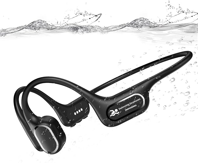 Bone Conduction Swimming Headphones, IP68 Waterproof Earbuds with 32GB MP3, Bluetooth 5.4 Open Ear Sport Earphones, Underwater Headphones for Swimming, Running, Cycling, Marathon-SurfAudio