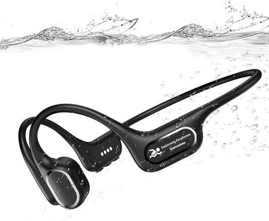 Bone Conduction Swimming Headphones, IP68 Waterproof Earbuds with 32GB MP3, Bluetooth 5.4 Open Ear Sport Earphones, Underwater Headphones for Swimming, Running, Cycling, Marathon-SurfAudio