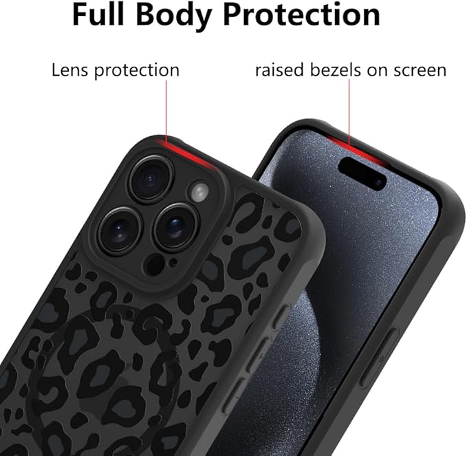 KANGHAR Case for iPhone 15 Pro Phone Case [Compatible with Magsafe] Leopard Printed Pattern Cute Cheetah Protective Magnetic Case for Girls Women Men 6.1"
