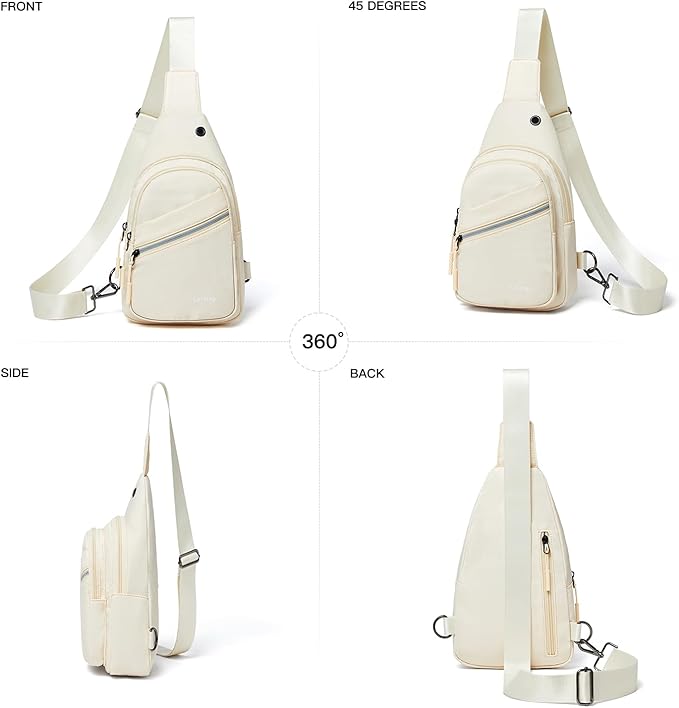 7L Sling Bag For Women Faux Leather Anti Theft Small Casual Daypack Backpack Fanny Pack Crossbody Chest Bags Purse Waterproof Coffee Beige