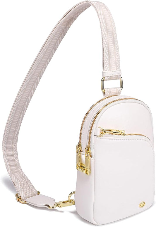 INICAT RFID Blocking Sling Bag Leather Crossbody Bags for Women Fanny Pack Cross Body for Woman Chest Bag for Travel 1.9L