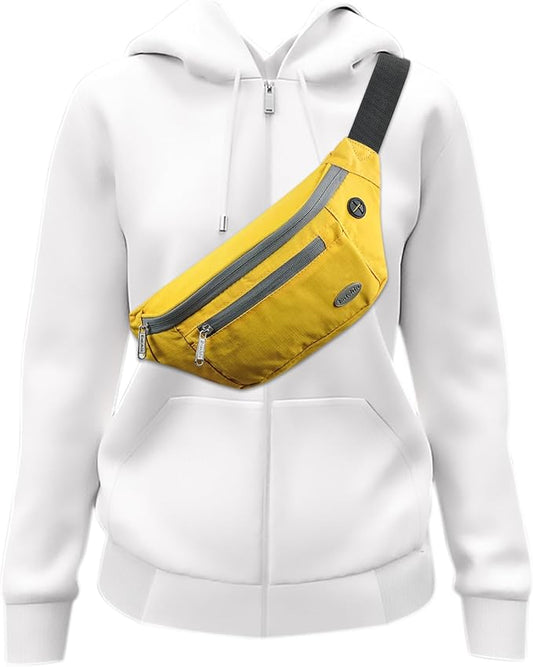 Entchin Fanny Pack for Women Men,Crossbody Belt Bag with 4-Zipper Pockets,Adjustable Waist Bag Pack,One of the Most Popular Travel Essential Gifts for Walking,Traveling,Cycling