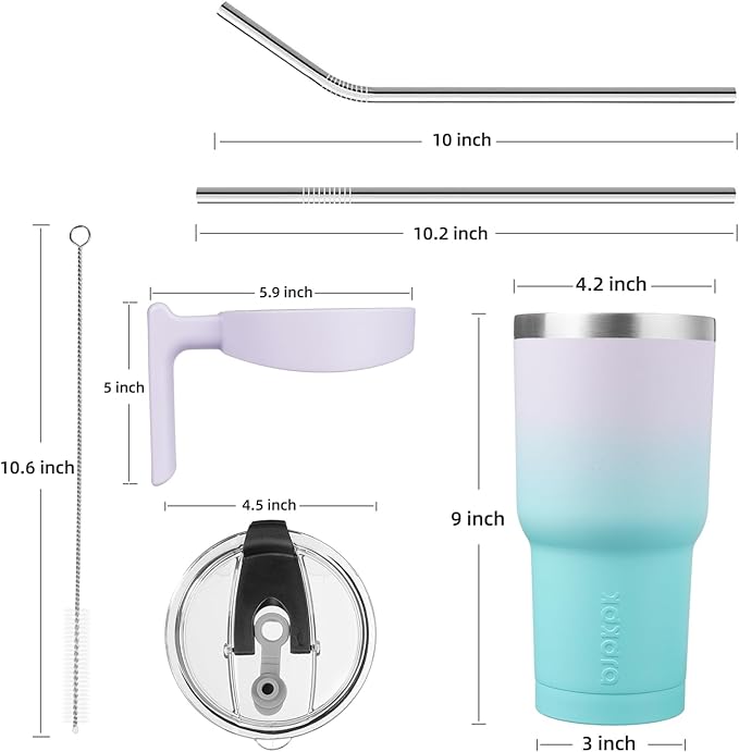 BJPKPK Tumbler With Handle 40 oz Stainless Steel Double Wall Insulated Tumbler Cups With Lid And Straw,Lavender Green