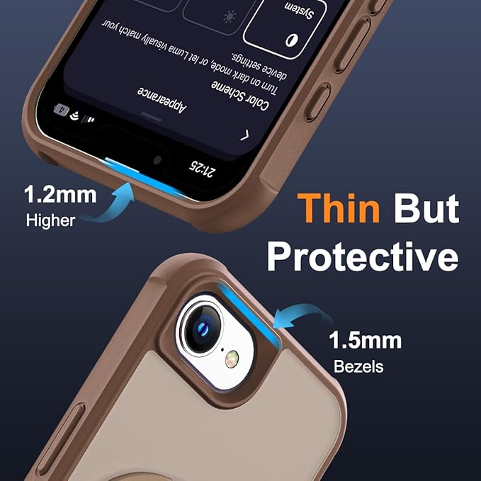 Compatible with iPhone 16E Case with Invisible Magnetic O-Ring Stand Military-Grade Translucent Case for iPhone 16E 6.1" [Compatible with Mag-Safe][Great Grip Feeling],Desert Brown