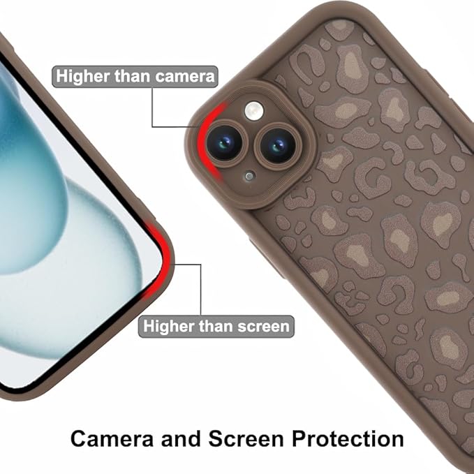KANGHAR Case for iPhone 15 Plus Leopard Printed Pattern Cute Cheetah Phone Case Soft TPU Shockproof Protective Cover for iPhone 15 Plus 6.7 Inch Brown