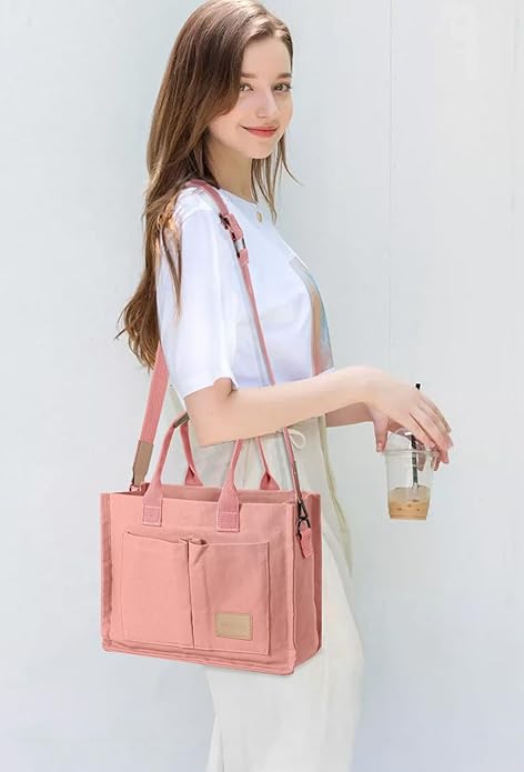 Tote Bags for Women Canvas Tote Purse Crossbody with Pockets Top Handle Shoulder Satchel Bag for Women