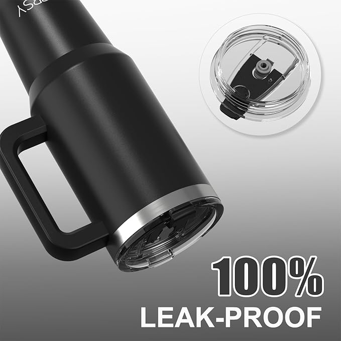 30 oz Tumbler with Handle,Tumbler with Lid and Straw,Double Wall Insulated Cup Stainless Steel Travel Mug(Cold for 34 Hours),Water Bottle for Iced Tea,Coffee,Cold Beverages(Black)