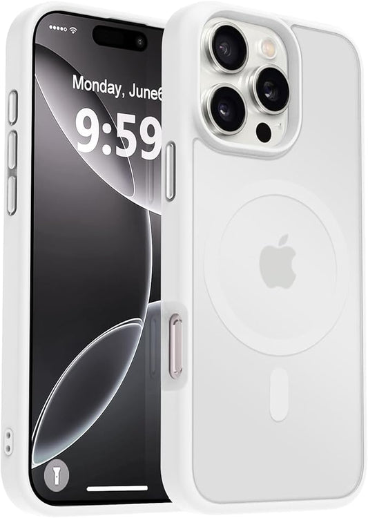 MOCCA Strong Magnetic for iPhone 16 Pro Max Phone Case, [Compatible with Magsafe][16FT Mil-Grade Drop Protection] Slim Translucent Matte Protective Cover Case for iPhone 16 Pro Max Case, Frosted White