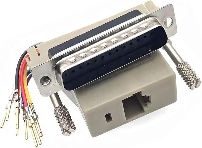 10PCS DB25 Male to RJ45 Modular Adapter, 25 Pin Serial Port to RJ45 Female Ethernet LAN Extend Modular Converter