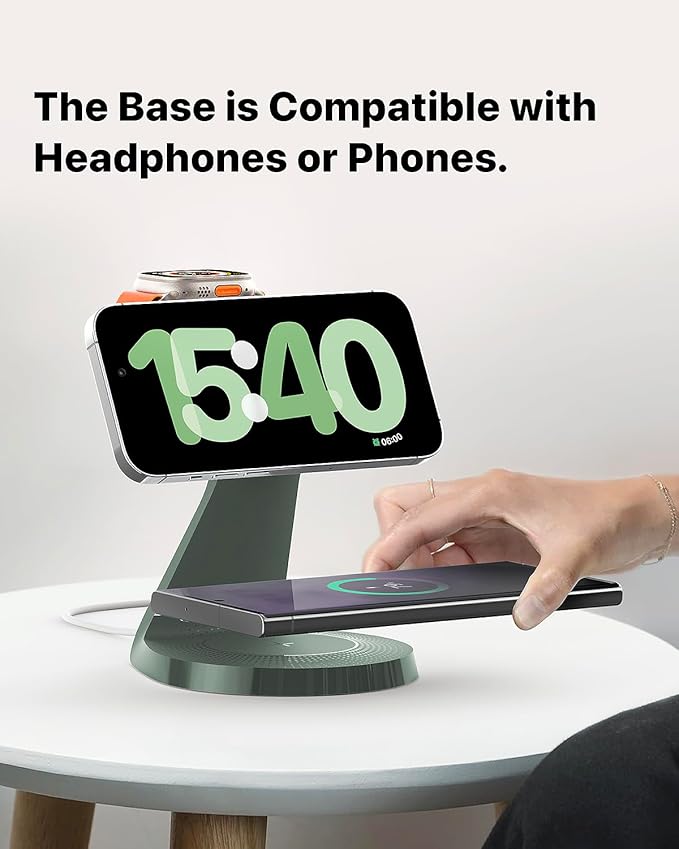 3 in 1 Charging Station for Apple Devices, Mag-Safe Charger Stand Fast Charging, Wireless Charger for iPhone 16/15/14/13/12 Series, & AirPods, & iWatch (USB-C Charger Included)