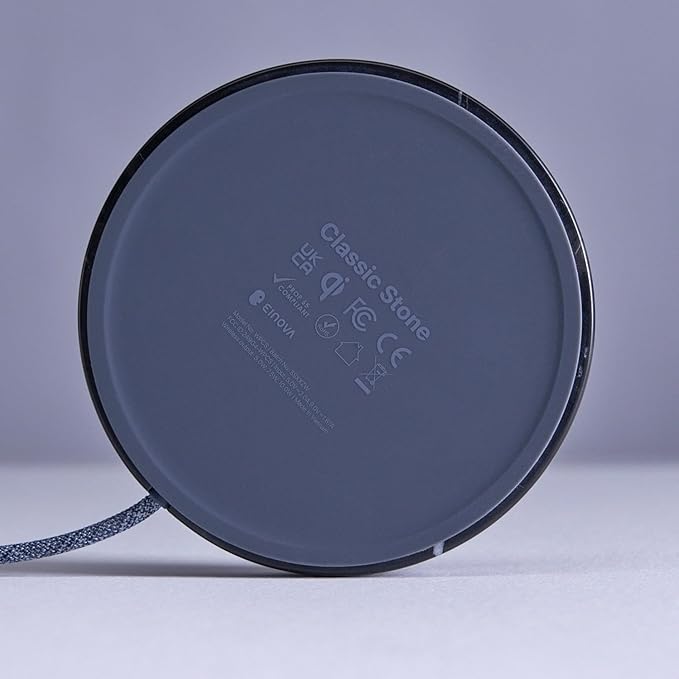 Einova Classic Stone – Marble Wireless Charger Designed in Italy, Wireless Charging Pad, Integrated 6 ft USB-C Cable, Smartphones, Wireless Earbuds, Smartwatches – Black Marquina Marble