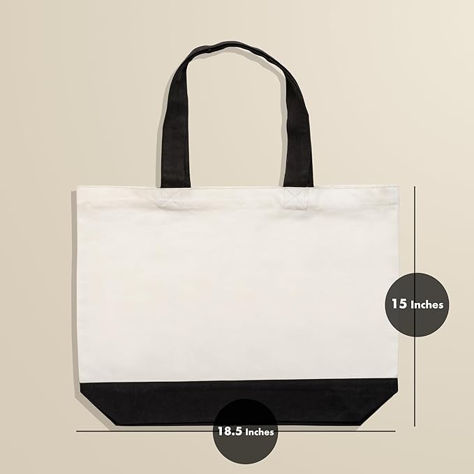 Carrywell |Not Made In China| 24 Pack Cotton Tote Bags, Lightweight Reusable Grocery Shopping Bag, Blank Bulk Cloth Totes with Handles, Great For Custom Screen Print and Gifts (15"x16")