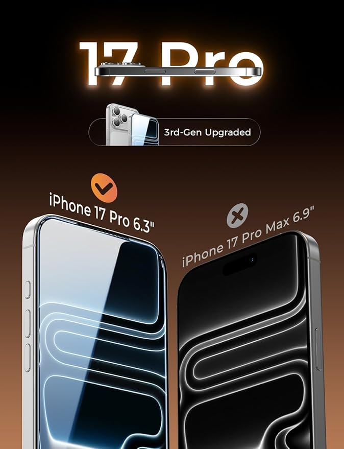 MAGIC JOHN 3rd Gen Upgraded for iPhone 17 Pro Screen Protector 6.3 Inch,HD Clear,Shatterproof Tempered Film,Auto Dust-Elimination,Bubble Free,Easy Installation,2 Pack