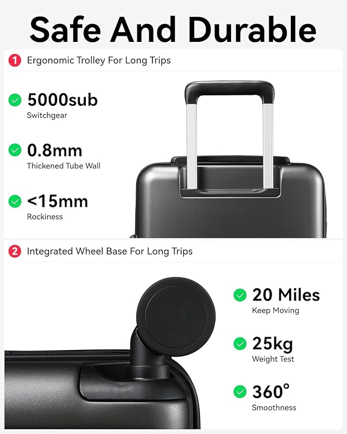 LUGGEX 24 Inch Luggage with Spinner Wheels, Expandable PC Hard Shell Checked Suitcase with Front Opening, Lightweight (Blue, 24 Inch)