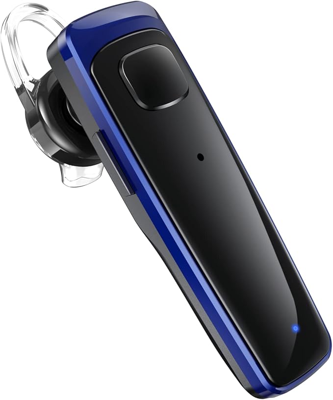 Bluetooth Headset - V5.0 Wireless Handsfree Earpiece Built-in Dual Mic Noise Cancelling, 10 Days Standby 16Hrs HD Talktime Ultralight Headset for iPhone Android Samsung Laptop(Blue)