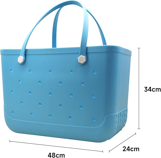 X-Large Waterproof Sandproof Rubber Beach Tote Bag with Zipper Pocket and Phone Kickstand Cup