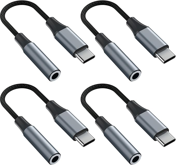 4pcs USB C to 3.5mm Female Headphone Jack Adapter, Upgrade Metal Case, Compatible with Samsung S20+/S21 Ultra, iPhone15 16, and More USB C Audio Devices
