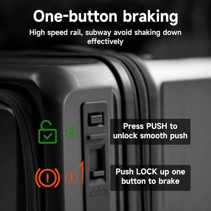 ROAMING Expandable 20 Inch Carry On Luggage with Mute Brake Wheels Airline Approved Hard Shell Suitcases with Front Pocket Top Opening Luggage with TSA Lock for Short Business Travel, Black