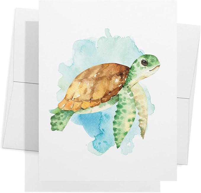 Twigs Paper - Assorted Ocean-Themed Greeting Cards - Stationery Cards with Envelopes - Thank You Card - Blank Note Cards - Greeting Cards for All Occasions - Made in USA (5.5 x 4.25, Set of 12)