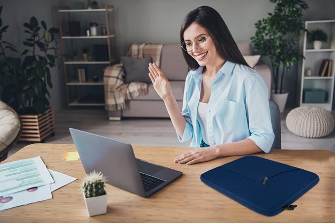 Laptop Sleeve Case 15.6 inch, Durable Shockproof Protective Computer Carrying Cover with Front Pocket, Briefcase Handbags Laptop Bag for 15.6 inch HP, Dell, Acer, Asus, Notebook, Blue