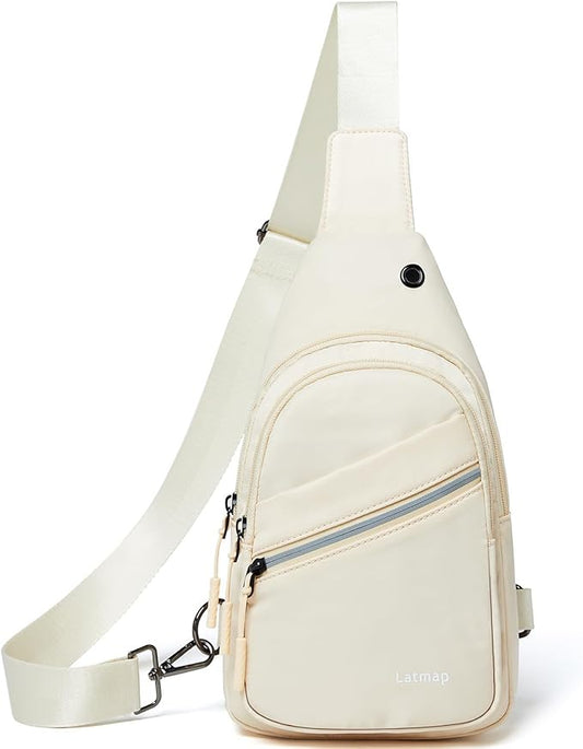 7L Sling Bag For Women Faux Leather Anti Theft Small Casual Daypack Backpack Fanny Pack Crossbody Chest Bags Purse Waterproof Coffee Beige