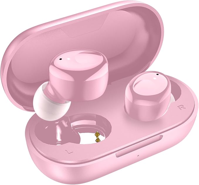 kurdene Wireless Earbuds Bluetooth 5.3 in Ear Buds Light Weight Headphones,Deep Bass Sound,Built in Mics Headset,Clear Calls Earphones for Sports Workout Glossy Bight Pink
