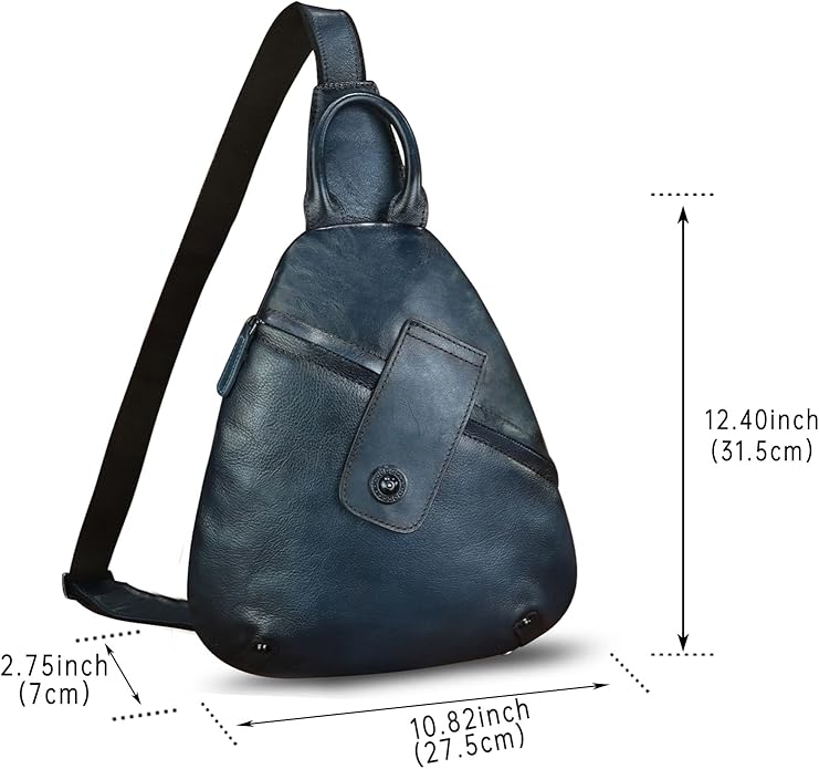 Genuine Leather Sling Bag for Men and Women Classical Real Leather Sling Backpack Purse Crossbody Bag for iPad Pro 11 inch