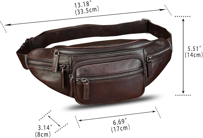 Genuine Leather Fanny Pack for Women and Men Vintage Handmade Leather Waist Bag Sling Bag Backpack Purse Crossbody Bags (Coffee)