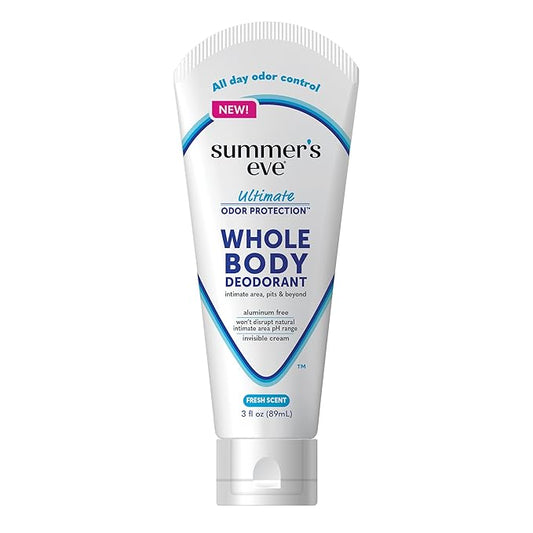 Summer's Eve Fresh Scent Whole Body Deodorant for Women, Aluminum-Free Ultimate Odor Control Cream, 3 Oz