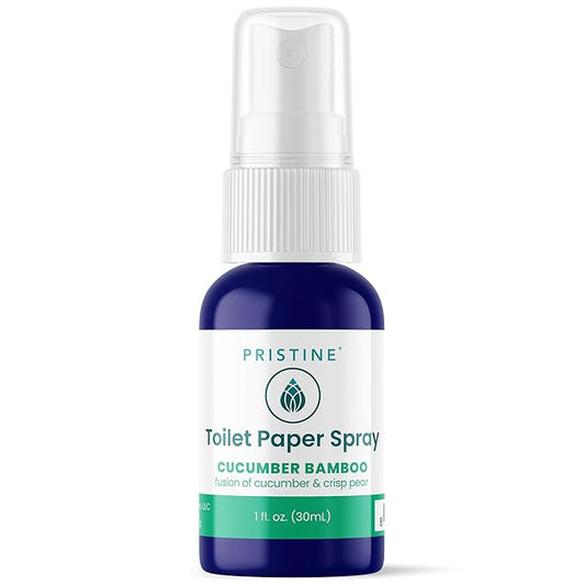 PRISTINE Toilet Paper Spray - As Seen on Shark Tank, More Natural Flushable Wet Wipes Alternative, Spray Toilet Paper to Create Flushable Wipe, Cucumber Bamboo, 1 fl oz Travel Size